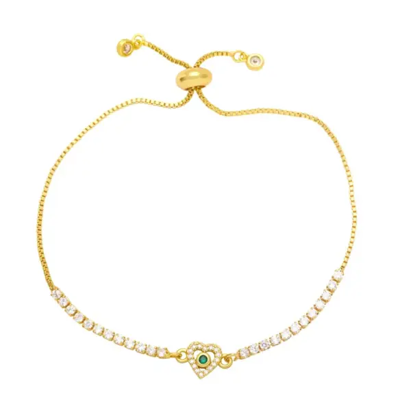 Wholesale Fashion Copper Heart Shape Bracelet Zircon Copper Bracelets