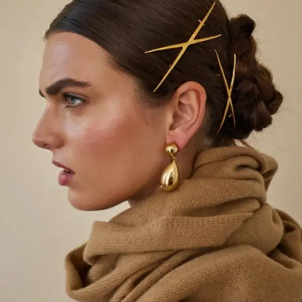 PVD Coated Real Gold Plated 18K Gold Water Droplets Stainless Steel IG Style Waterproof Non Tarnish 304 Stainless Steel Drop Earrings