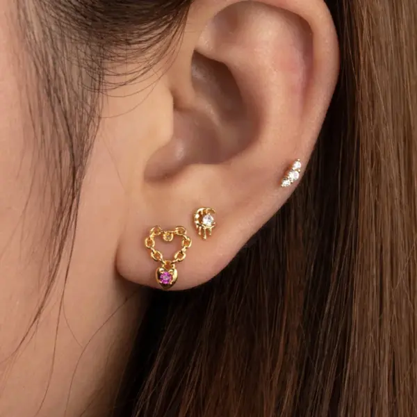 1 Piece Ear Cartilage Rings & Studs Sweet Heart Shape Flower 316L Stainless Steel Copper Waterproof Non Tarnish Surgical Steel Zircon Ear Cartilage Rings & Studs