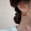 Wholesale 2023 New Style 925 Silver Red Cherry Earrings, Simple, Compact, Elegant and Versatile ins Style Ear Jewelry