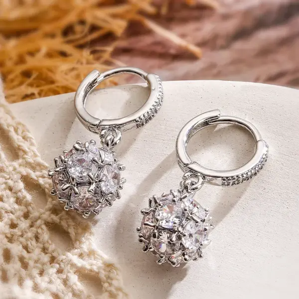 Wholesale 1 Pair Simple Style Commute Round Plating Inlay Copper Zircon 18k Gold Plated Drop Earrings