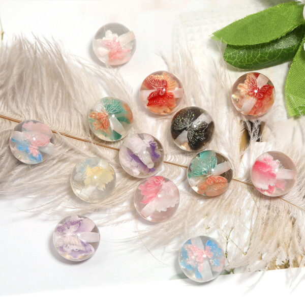 Wholesale Double-sided embedded fine glitter butterfly beads