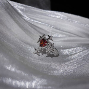 Wholesale Cross-border Retro Exaggerated Dark Cross Red Love Zircon Ring Finger Ring Opening Adjustable Ring