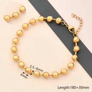 Glossy Multi-Sided Ball Bracelet (Gold) / 6x5.5 ~ 6mm (String Length: 180+30mm) / 1 Strand/Package