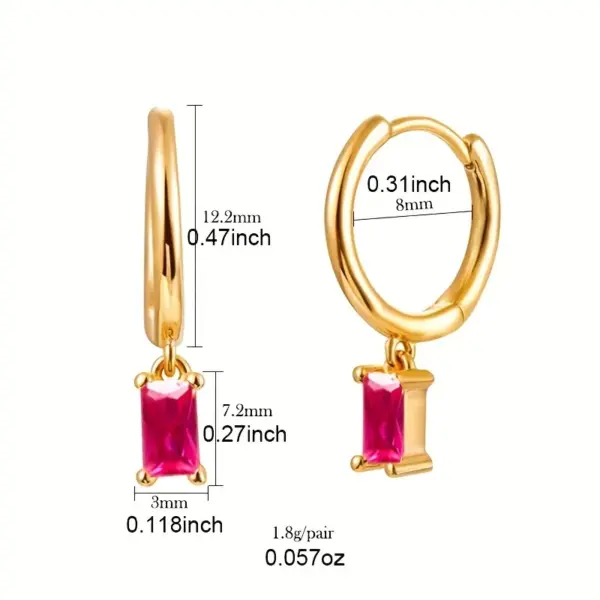 1 Pair Ig Style Shiny Round Rectangle Plating Chain Inlay Copper Zircon White Gold Plated Gold Plated Earrings