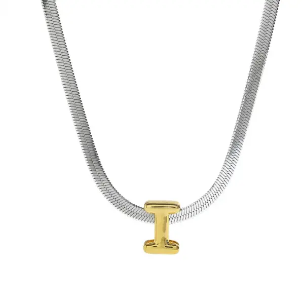 Wholesale Elegant Simple Luxury Stainless Steel 18K Gold Plated 26 Letter Pendant Necklace Women Casual Weekend Date Selfie Festival