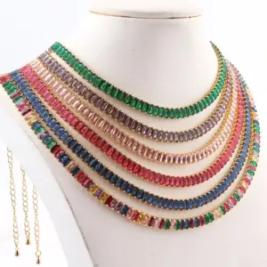 Wholesale Fashion Geometric Copper Choker Inlay Zircon Copper Necklaces