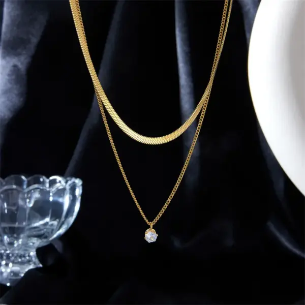 Wholesale PVD Coated 18K Gold Plated 304 Stainless Steel French Style Waterproof Non Tarnish 304 Stainless Steel Necklace
