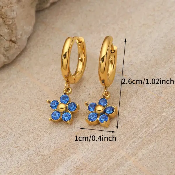 Wholesale Ion Plating (IP) 18K Gold Plated Flower 304 Stainless Steel Elegant Waterproof Non Tarnish Charm Sleeper Hoop Earrings Drop Earrings