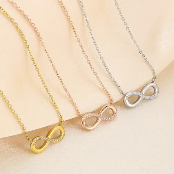 Wholesale PVD Coated 18K Gold Plated Infinity 304 Stainless Steel Basic Simple Style Classic Style Waterproof Non Tarnish 304 Stainless Steel Pendant Necklace