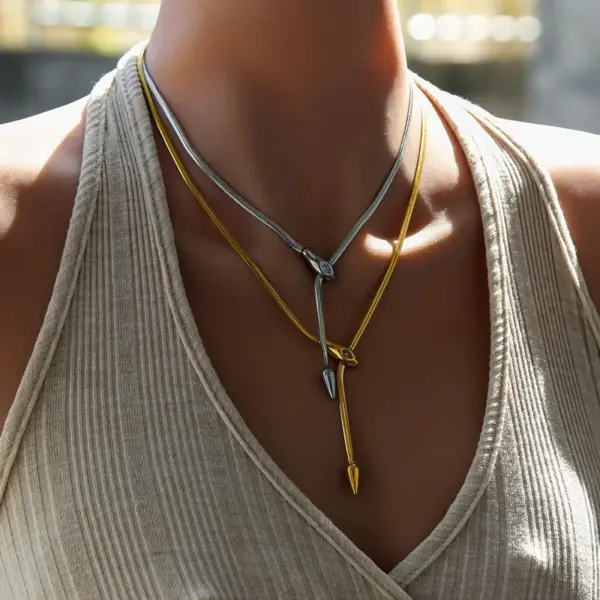 304 Stainless Steel Irregular PVD Coated Rhinestones Electroplated IG Style Basic French Style Snake Chain Lobster Trigger Clasp Closure Necklace Choker