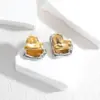 Wholesale 1 Pair Retro Commute Geometric Heart Shape Flower Plating 304 Stainless Steel Ear Studs