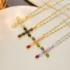 Wholesale Ig Style Simple Style Cross Titanium Steel Copper Zircon Pendant Necklace In Bulk