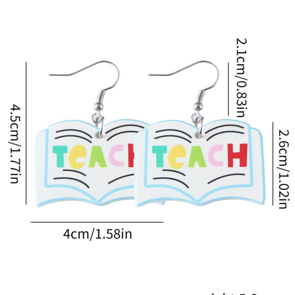 oly-8fd1dd89f37828c25b4bf07bc56e535f Wholesale School Season Books Apple Pendant Earrings Back to School Season Acrylic Teachers' Day Graduation Season Earrings