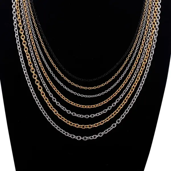 Wholesale PVD Coated 18K Gold Plated Geometric Titanium Steel Fashion Waterproof Non Tarnish Necklace