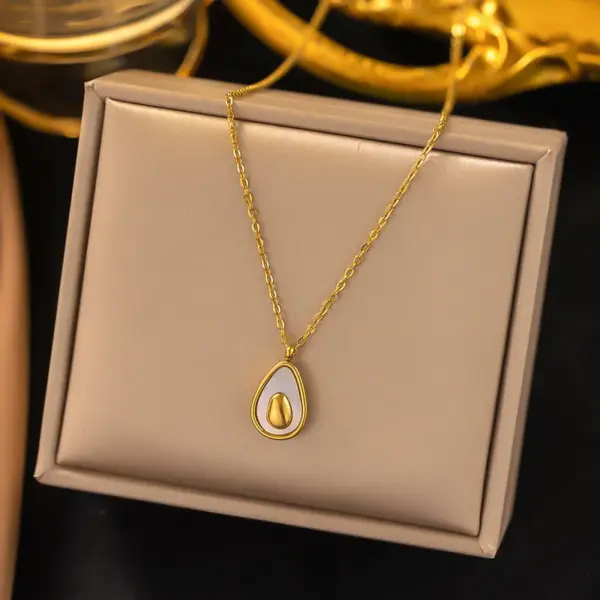 Wholesale PVD Coated Real Gold Plated 18K Gold Avocado 304 Stainless Steel Simple Style Commute Waterproof Non Tarnish Earrings Necklace