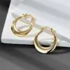 Wholesale 1 Pair Retro Geometric Plating Copper 14K Gold Plated Hoop Earrings