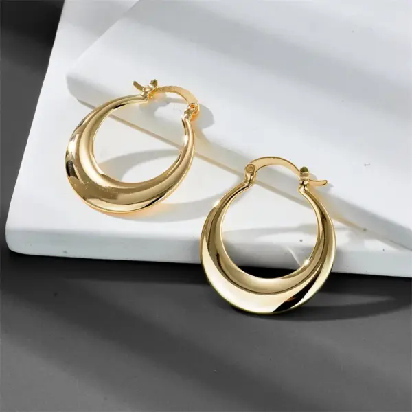 Wholesale 1 Pair Retro Geometric Plating Copper 14K Gold Plated Hoop Earrings