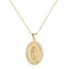 Wholesale Brass Inlaid Zircon Oval Copper Necklaces