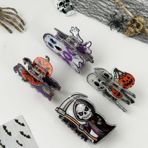 Wholesale New Halloween claw clip ghost skull hair clip funny pumpkin head ghost hand shark clip cross-border festival headdress
