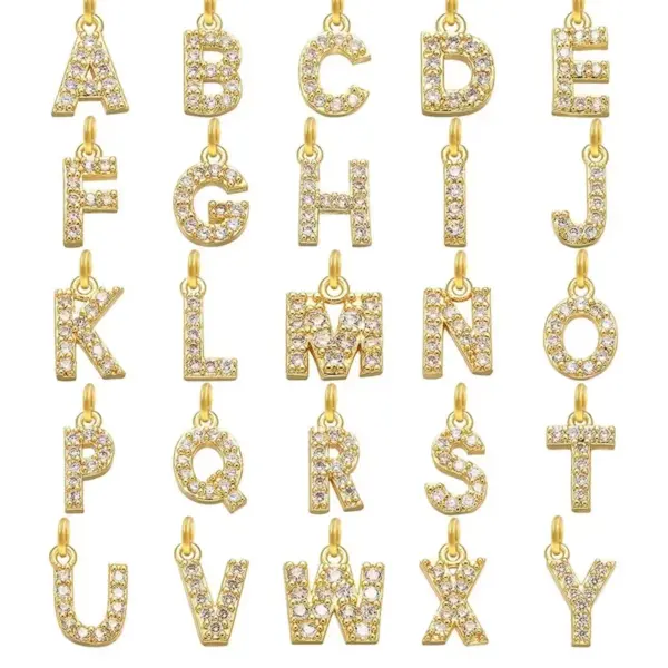 Wholesale Fashion Letter Titanium Steel Inlay Zircon Pendant Necklace
