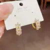 Wholesale 1 Pair Classic Style Leaves Copper Rhinestones Zircon K Gold Plated Earrings