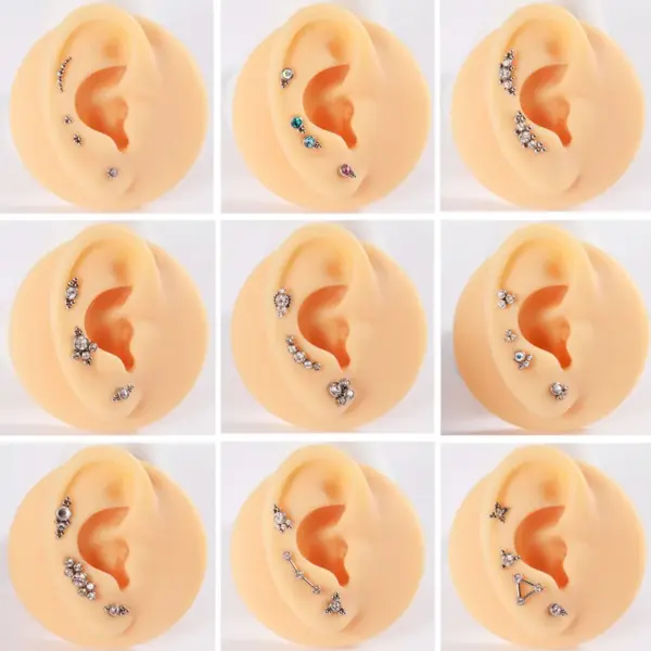 1 Piece Ear Cartilage Rings & Studs Simple Style Geometric 304 Stainless Steel G23 Titanium Stainless Steel Plating Inlay Rhinestones