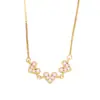 Fashion Color Zircon Heart Shape Stitching Copper Necklace