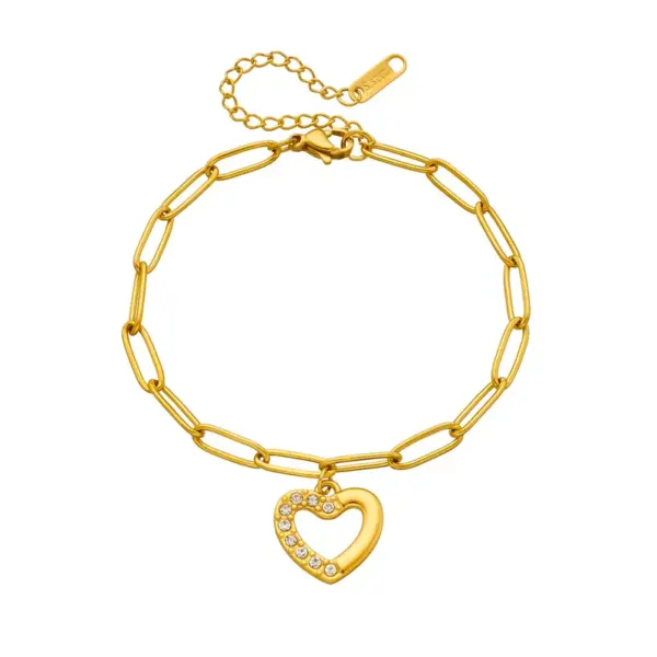 Wholesale Simple Style Classic Style Heart Shape 304 Stainless Steel Stainless Steel Bracelets In Bulk