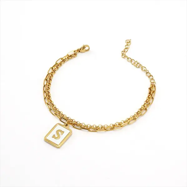 Wholesale Fashion Letter 304 Stainless Steel 18K Gold Plated Shell Stainless Steel Bracelets In Bulk