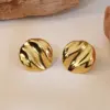 Wholesale 1 Pair French Style Round Plating 304 Stainless Steel Imitation Gold Electroplating Ear Studs