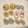 Wholesale 304 Stainless Steel Geometric PVD Coated 18K Real Gold Plated Real Gold Plated 18K Gold Retro Simple Style Classic Style Waterproof Non Tarnish Earrings Ear Studs