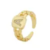 Fashion Letter Copper Inlay Zircon Rings 1 Piece