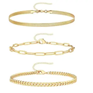 Gold Snake Bones Chain Clip Chain Magic Chain Anklet Three-Piece Set