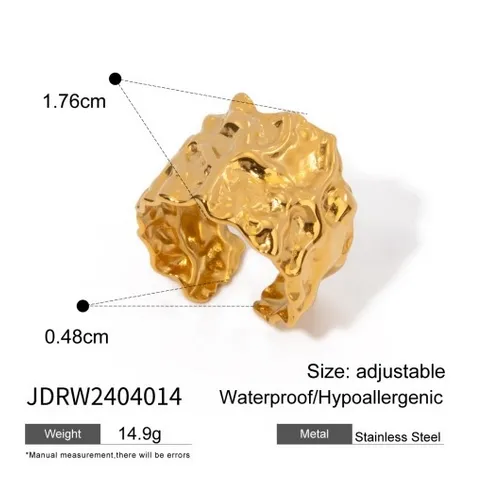 Wholesale 304 Stainless Steel Pentagram Flower Bow Knot PVD Coated 18K Real Gold Plated Sweet Artistic Gold Open Rings