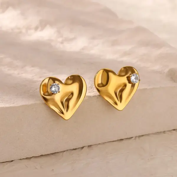 PVD Coated Real Gold Plated Star Heart Shape 304 Stainless Steel Casual Elegant Lady Waterproof Non Tarnish Ear Studs