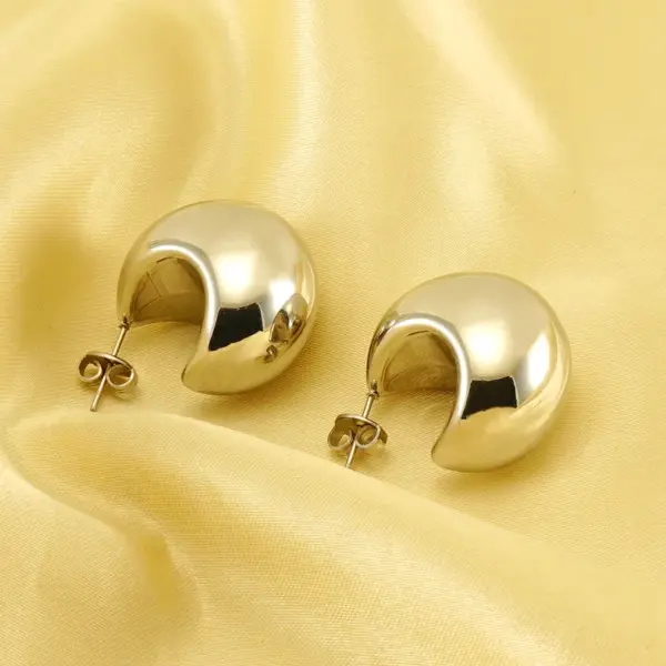 Wholesale 1 Pair Elegant Water Droplets Polishing Plating 304 Stainless Steel 18K Gold Plated Ear Studs