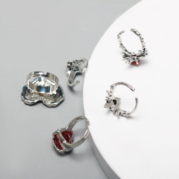 oly-90040351ed584159de9f525cba50f529 Wholesale Dark Gothic Red Love Cross Ring Female Niche Design High-grade Sense Personality Finger Ring Open Ring