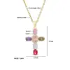 Wholesale Fashion Cross Copper 18k Gold Plated Zircon Pendant Necklace In Bulk