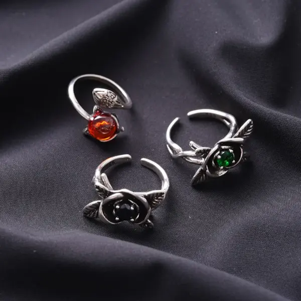 Wholesale Copper Brass Silver Plated Plating Round Flower Zircon Open Rings