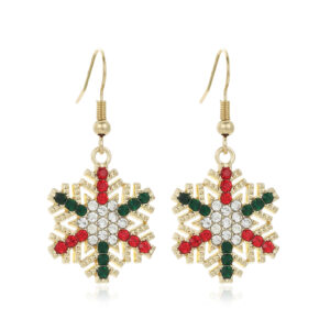 10.gold full diamond snowflake earrings