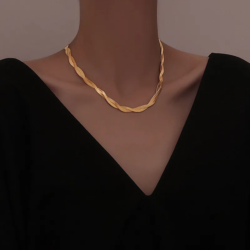 Wholesale PVD Coated Real Gold Plated 18K Gold Solid Color 304 Stainless Steel Retro Waterproof Non Tarnish Bracelets Necklace