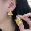 Wholesale 1 Pair Elegant French Style Sweet Geometric Flower 304 Stainless Steel Imitation Gold Electroplating Ear Studs