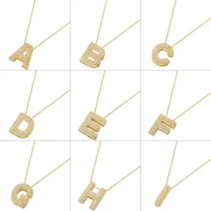 Hip-hop Exaggerated Punk Letter Copper Plating Inlay Zircon 18k Gold Plated Pendant Necklace
