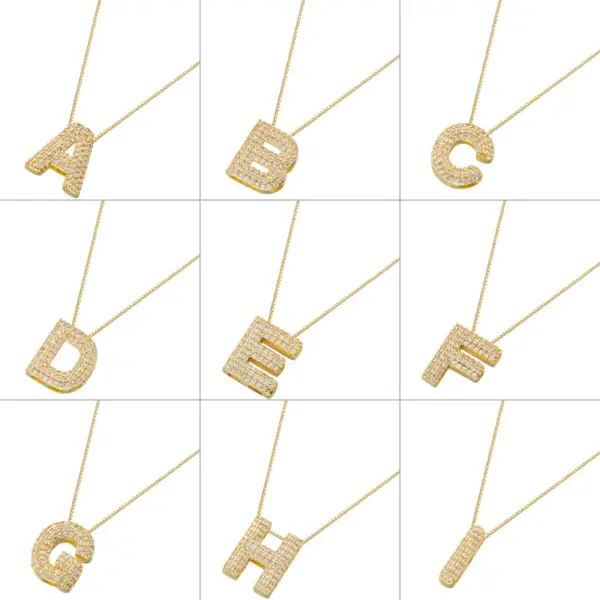 Hip-hop Exaggerated Punk Letter Copper Plating Inlay Zircon 18k Gold Plated Pendant Necklace