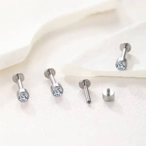 1 Piece Lip Rings Simple Style Shiny Panda Glasses Spider Pure Titanium Titanium Alloy Zircon 14K Gold Plated White Gold Plated Lip Rings Ear Cartilage Rings & Studs