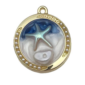 1 blue beach starfish 28x25mm-3.3g-22062 / Monet garden oil painting style three-dimensional pendant