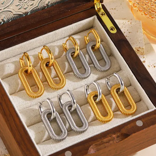 Wholesale 1 Pair Simple Style Geometric Solid Color 304 Stainless Steel Drop Earrings