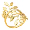 Wholesale PVD Coated Real Gold Plated 18K Gold Leaf 304 Stainless Steel Elegant Simple Style Waterproof Non Tarnish Open Rings