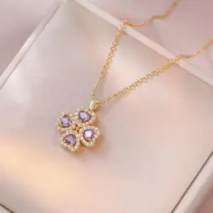 X3342 Purple Love Rotating Necklace